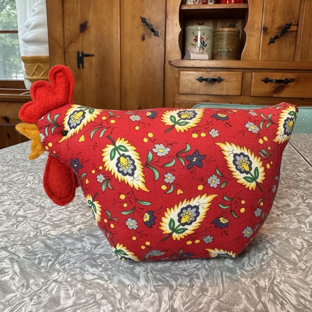 Cottagecore Collectible Creations Stuffed Red Rooster Chicken Vintage Handmade